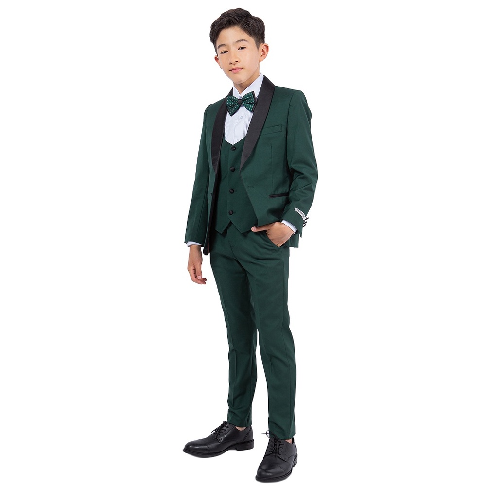 Solid Green Shawl Lapel 5 Piece Stacy Adams Boy's Tuxedo